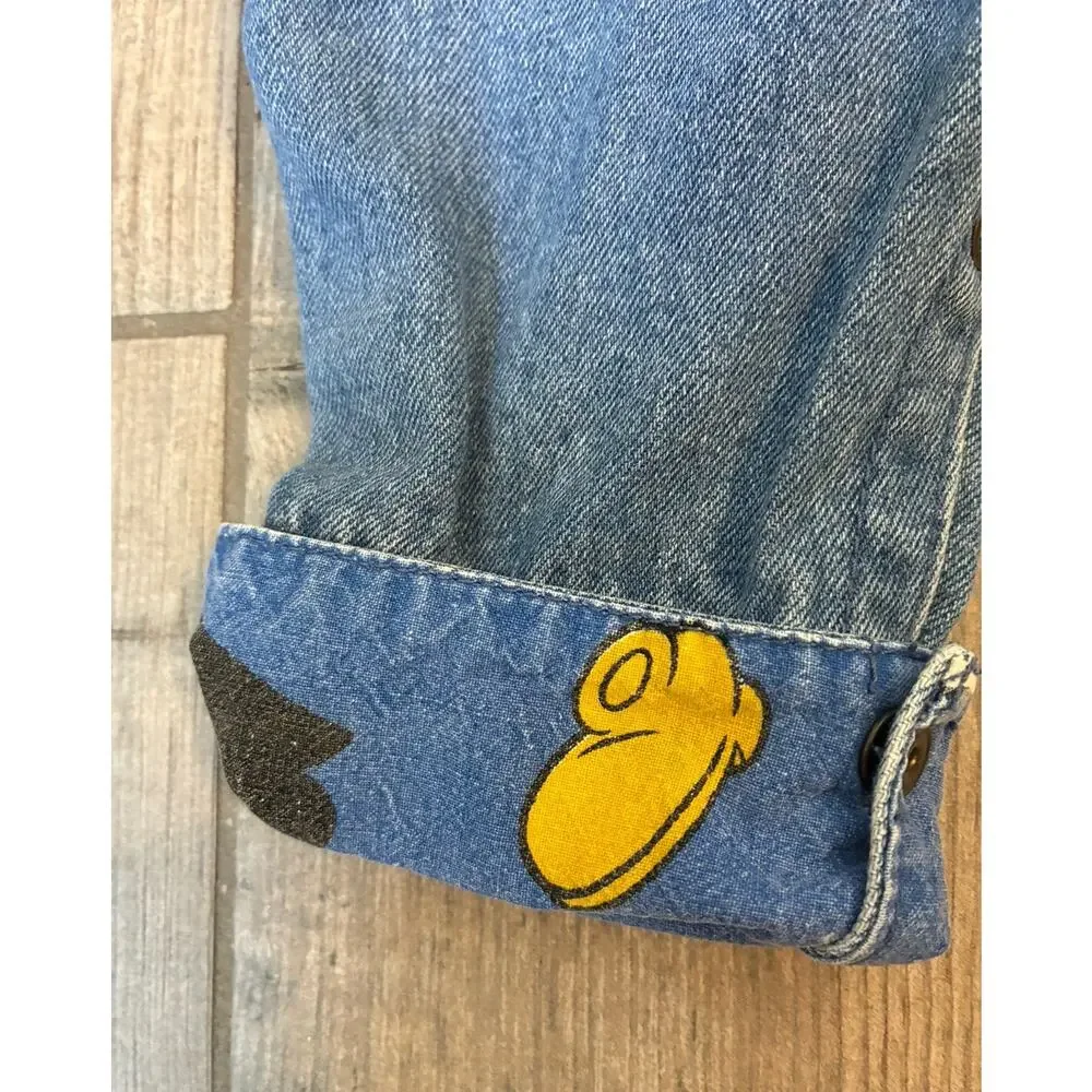 Vintage 90s Baby Mickey & Co Disney Denim Overalls Character Cuff 12M